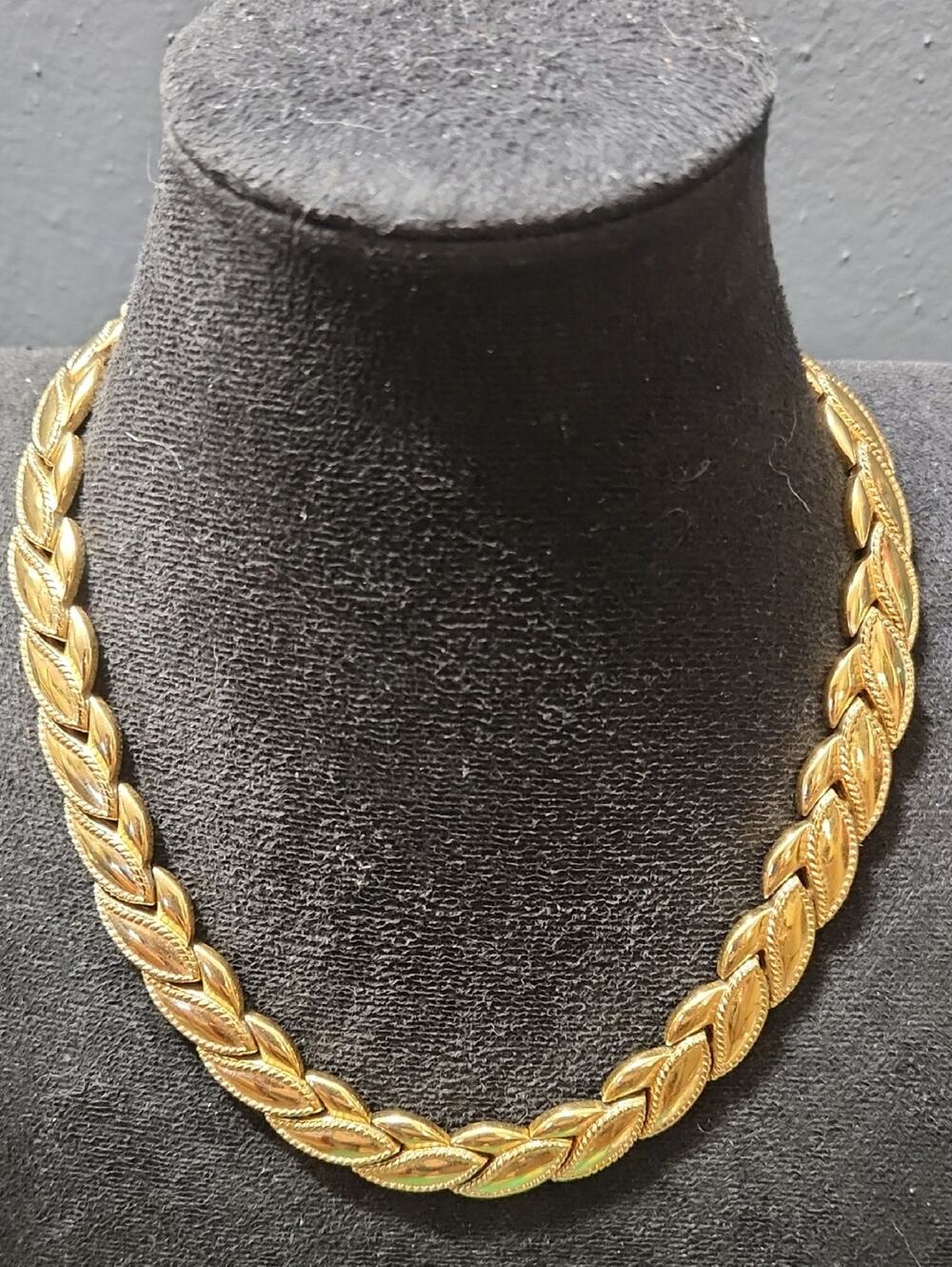 Monet Gold Tone Braided Leaf-Style Necklace